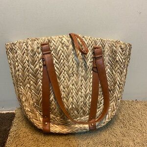 Stylish Tan and Brown Woven Tote Bag